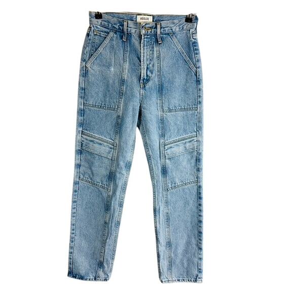 AGOLDE Womans Sz 24 Cooper Cargo High Rise Straight Blue Jeans Light Wash - Picture 1 of 8